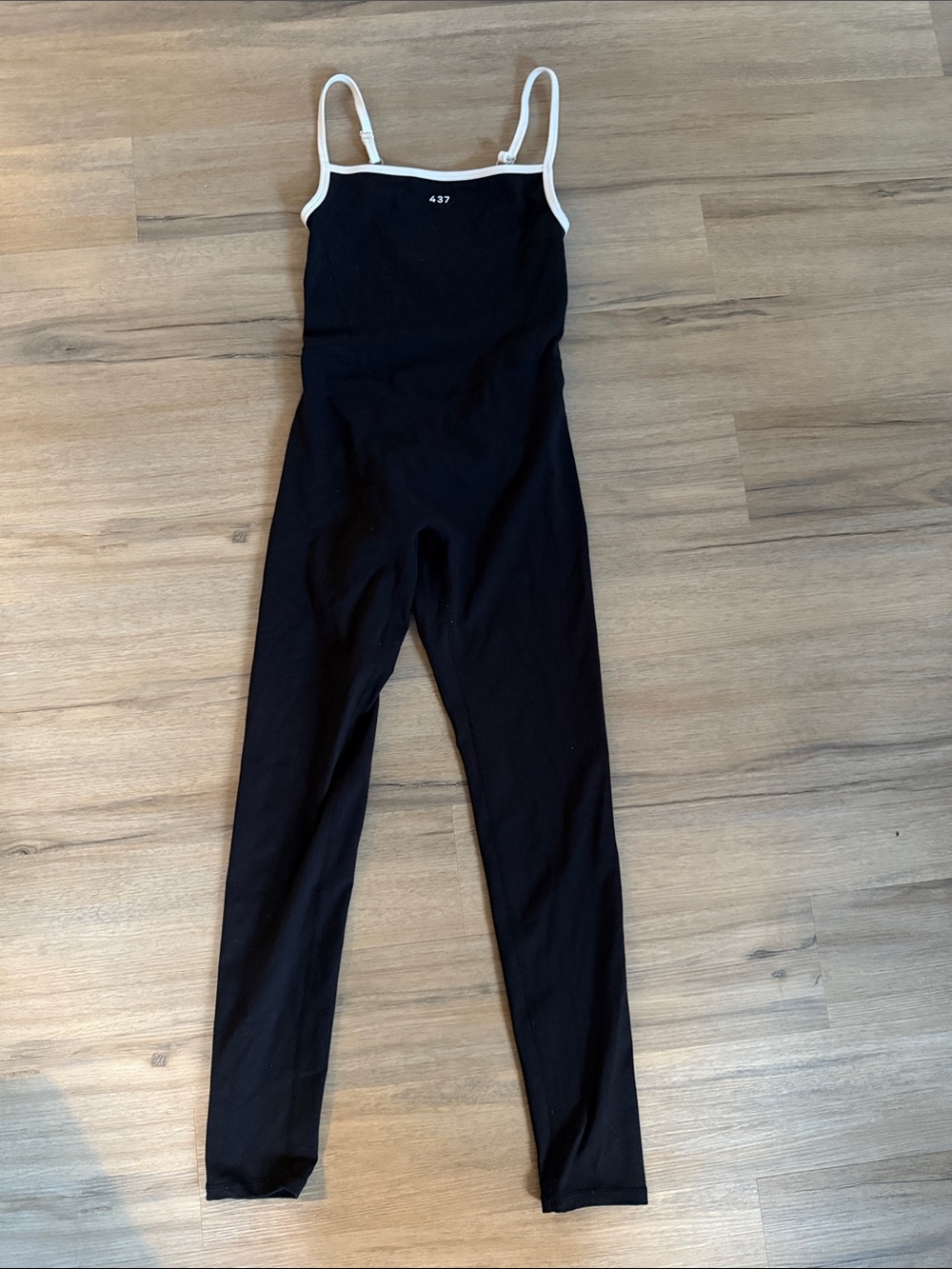 437 Black Slim Jumpsuit with White Trim